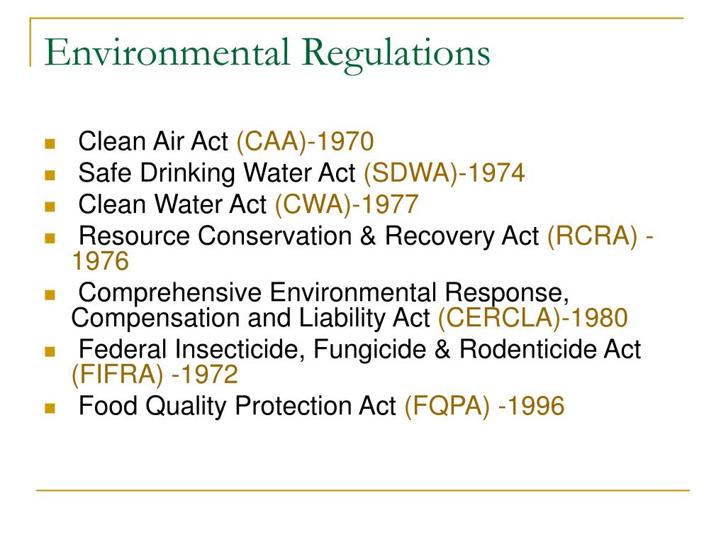 PPT Environmental Legislation & Regulations PowerPoint Presentation