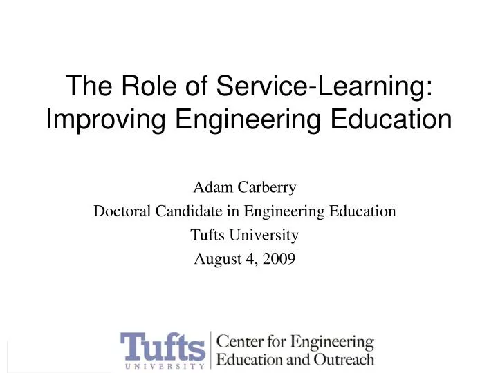 the role of service learning improving engineering education n.