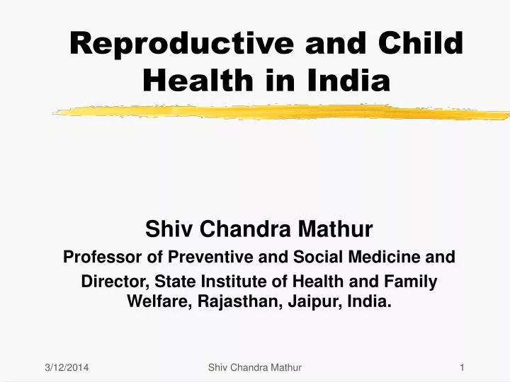 reproductive and child health in india n.