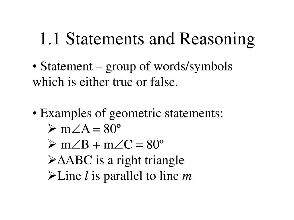PPT 1.1 Statements and Reasoning PowerPoint Presentation