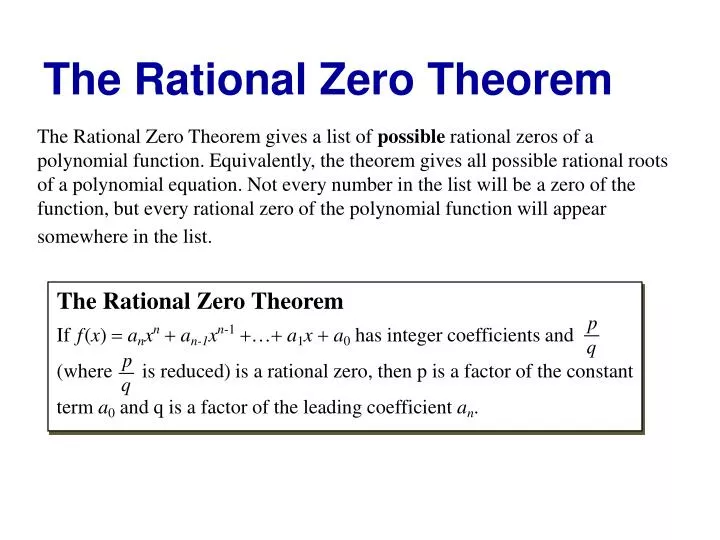 the rational zero theorem n.