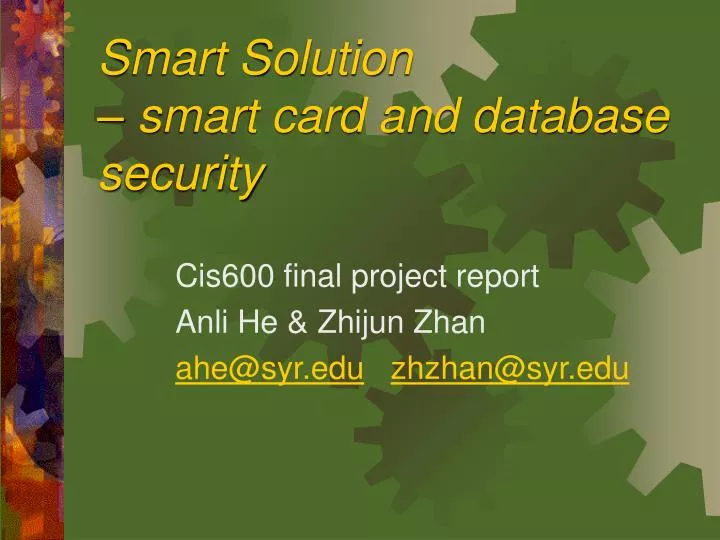 smart solution smart card and database security n.