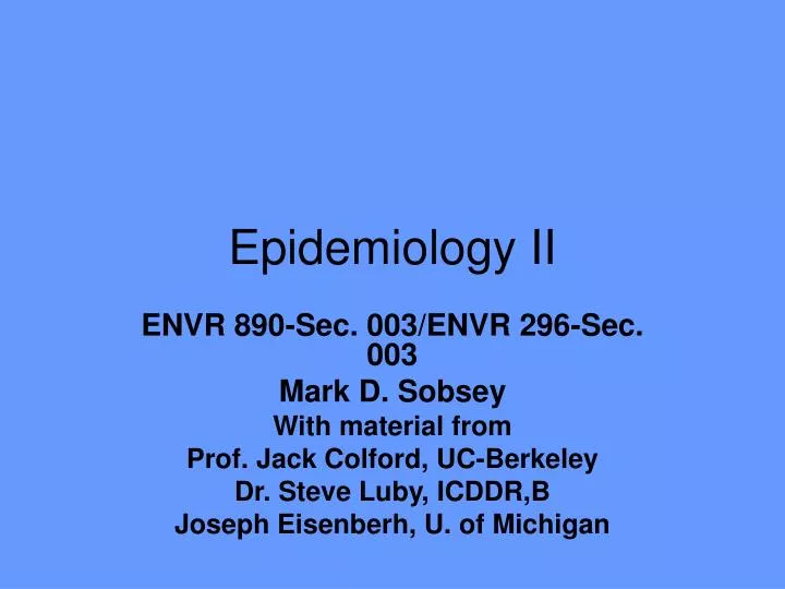 epidemiology ii n.