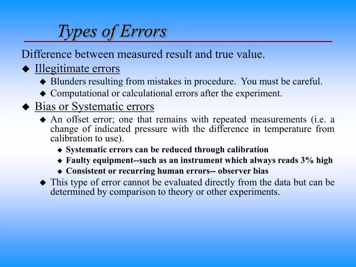 PPT - Types of Errors PowerPoint Presentation, free download - ID:308422
