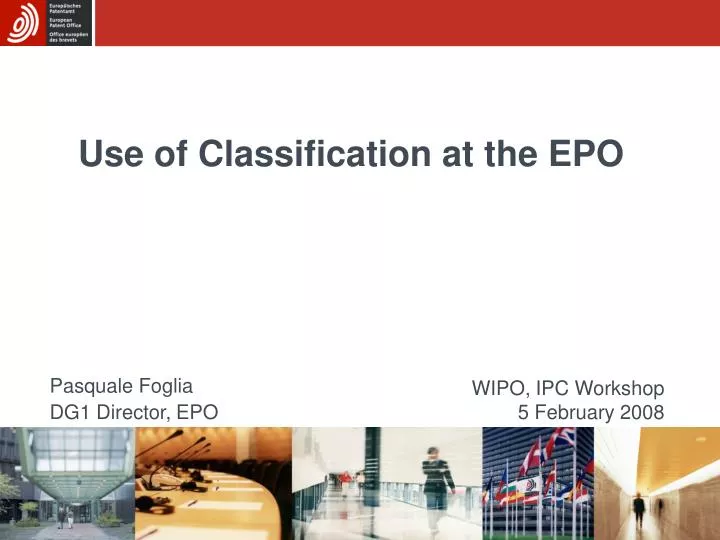 use of classification at the epo n.
