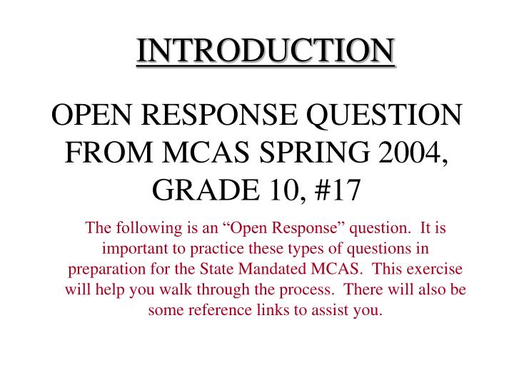 open response question from mcas spring 2004 grade 10 17 n.