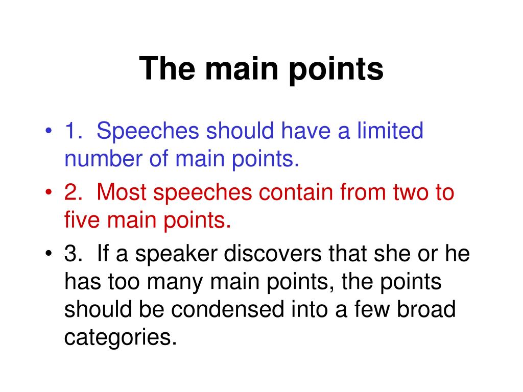 what are main points in a speech