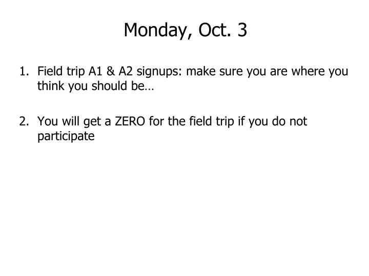 PPT Monday, Oct. 3 PowerPoint Presentation, free download ID309936