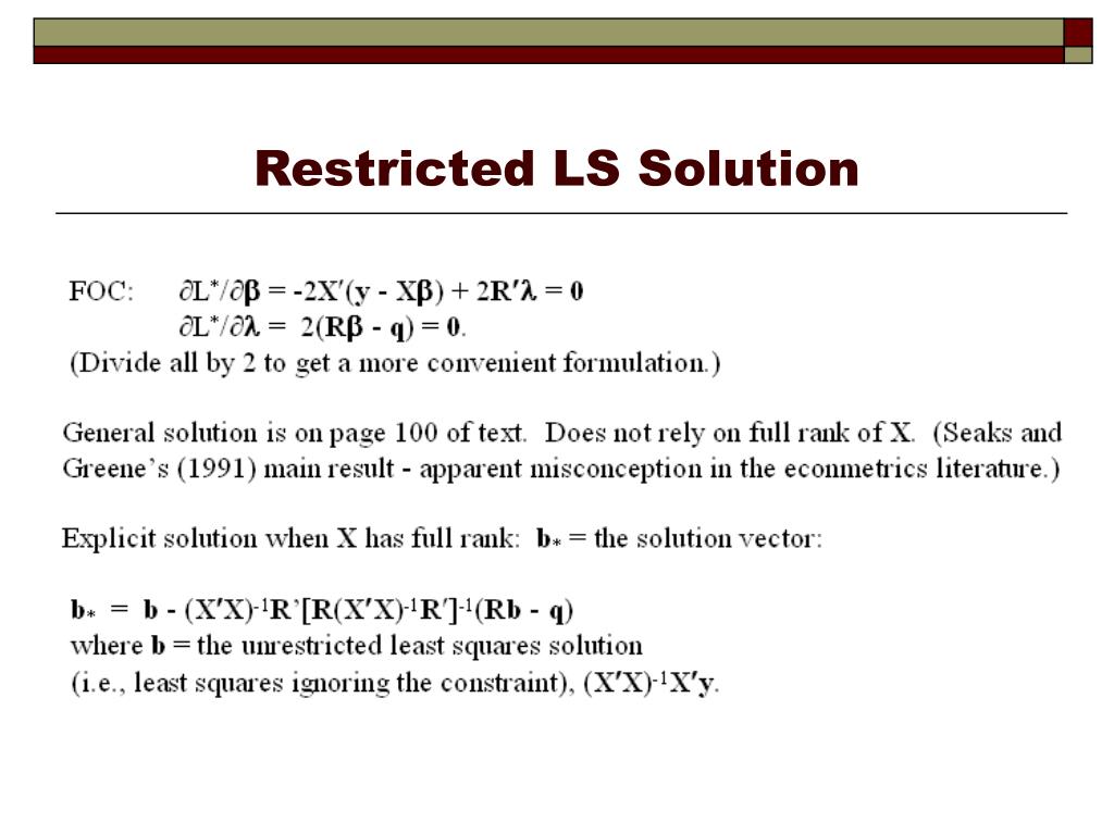 PPT Finite Sample Properties of the Least Squares Estimator