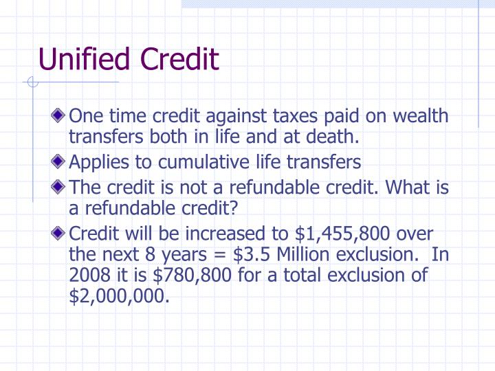 PPT Overview of Estate/Gift Tax Unified Rate Schedule PowerPoint