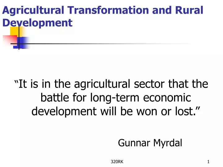 agricultural transformation and rural development n.