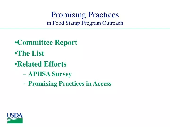 promising practices in food stamp program outreach n.
