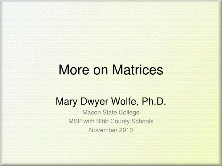 more on matrices n.