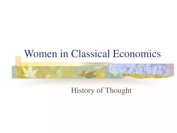 women in classical economics n.