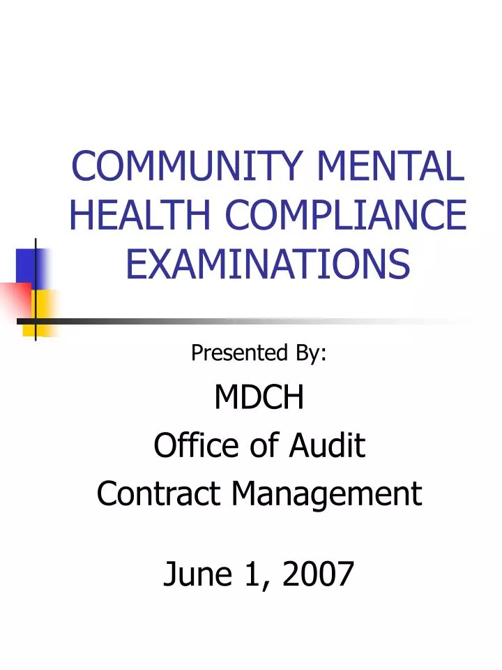 community mental health compliance examinations n.