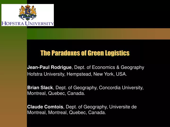 the paradoxes of green logistics n.
