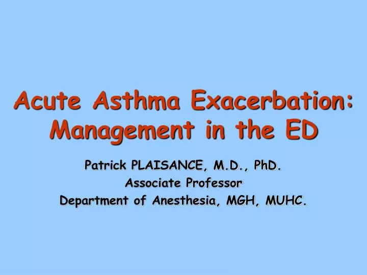 PPT - Acute Asthma Exacerbation: Management in the ED PowerPoint ...