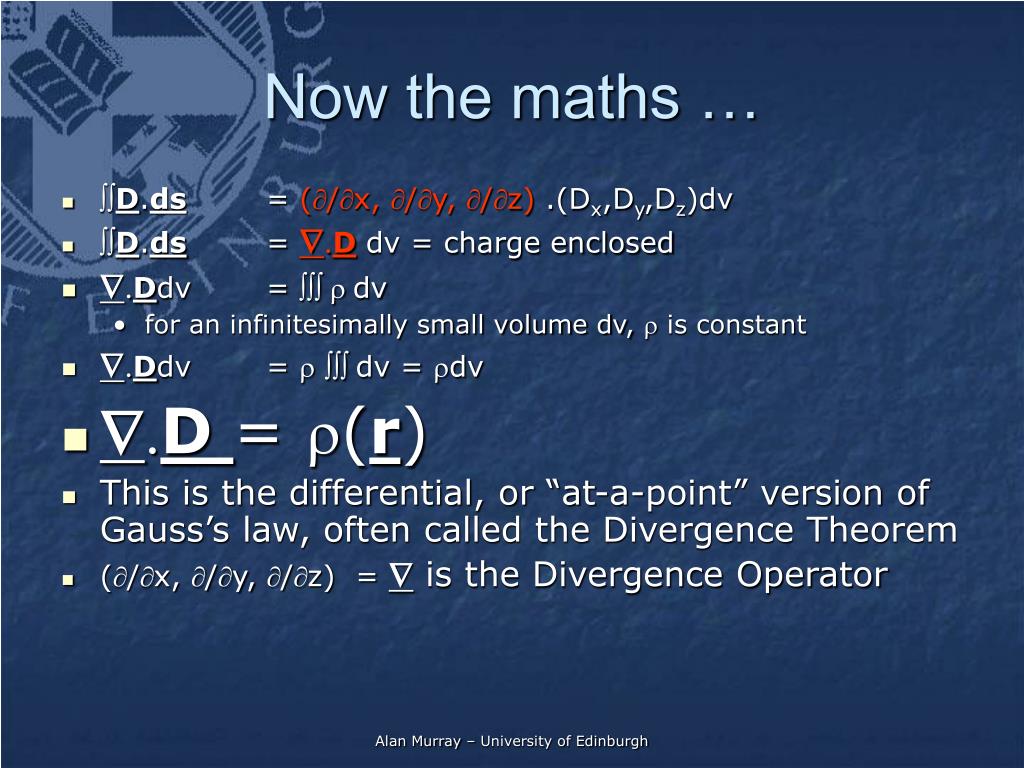 Ppt Gauss Divergence Oo D Ds Ooo R Dv N D R R Powerpoint Presentation Id