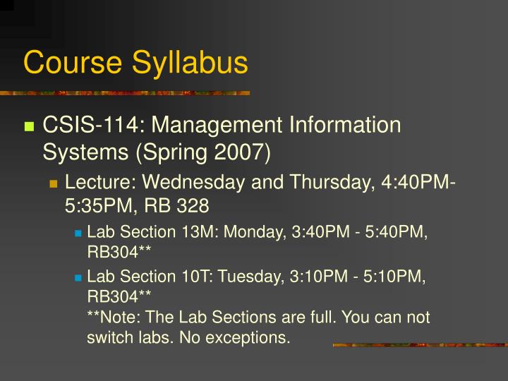 management information systems course outline