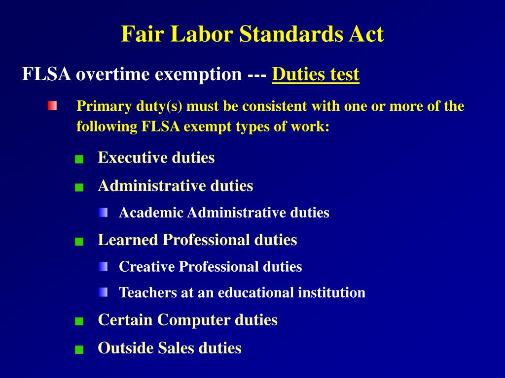 PPT - U.S. Department of Labor’s Fair Labor Standards Act (FLSA ...