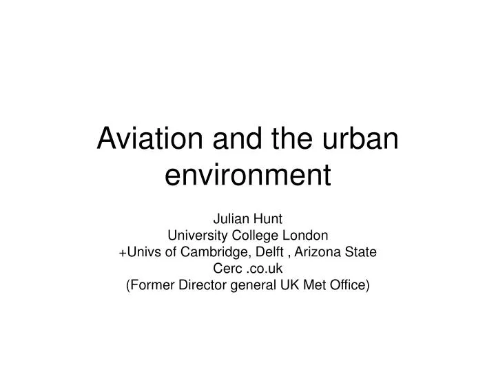 aviation and the urban environment n.