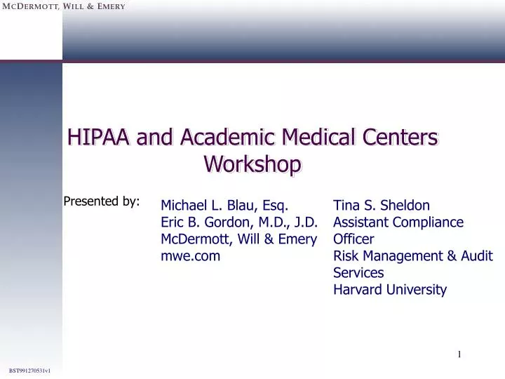 hipaa and academic medical centers workshop n.