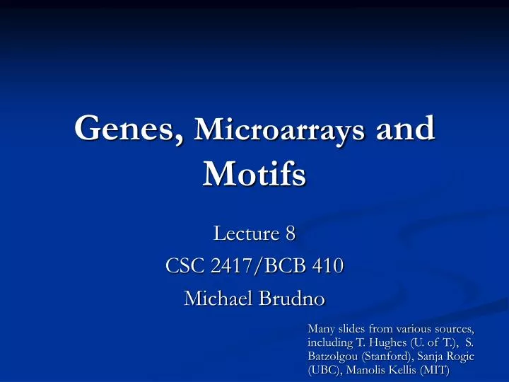 genes microarrays and motifs n.