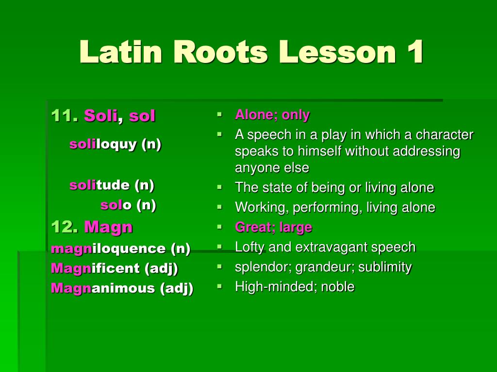 PPT - Latin Roots Lesson 1 PowerPoint Presentation, free download - ID