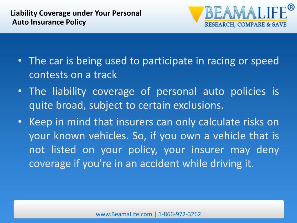 PPT Liability Coverage under Your Personal Auto Insurance Policy