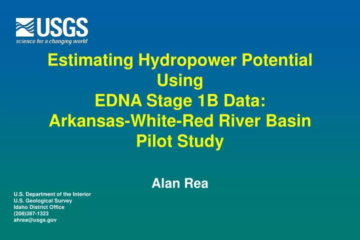 estimating hydropower potential using edna stage 1b data arkansas white red river basin pilot study n.