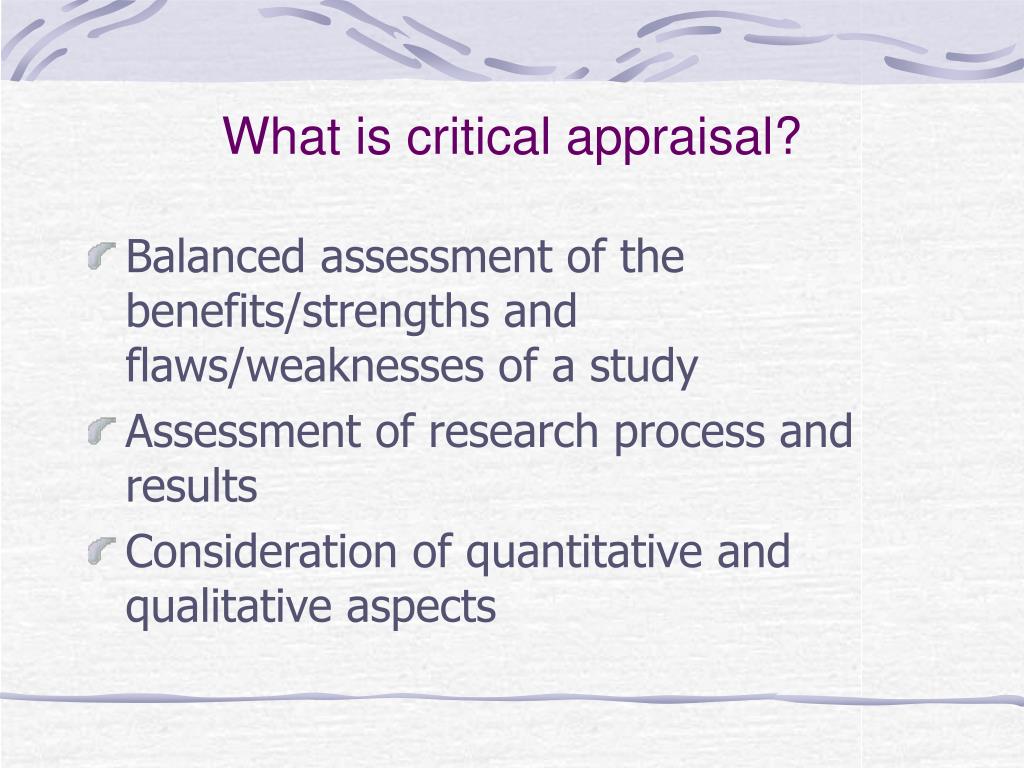what is critical appraisal in research