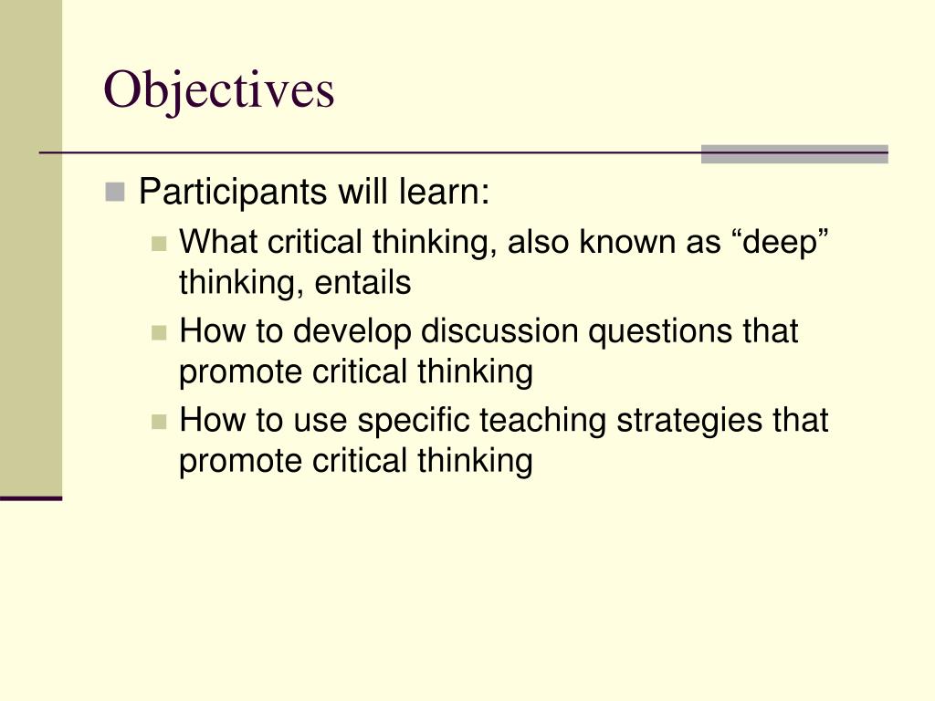 training objectives for critical thinking