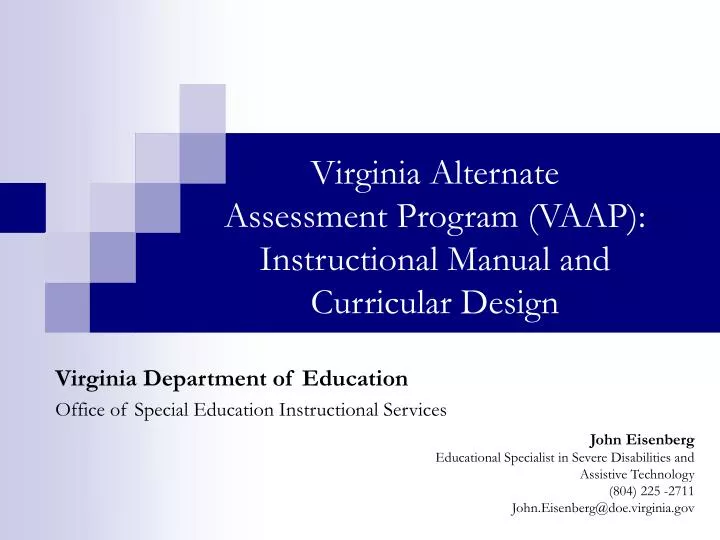 virginia alternate assessment program vaap instructional manual and curricular design n.