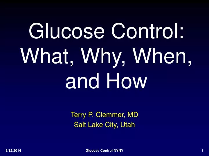 glucose control what why when and how n.