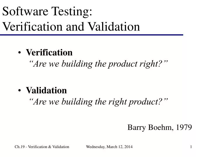 PPT Software Testing Verification and Validation PowerPoint Presentation ID322430