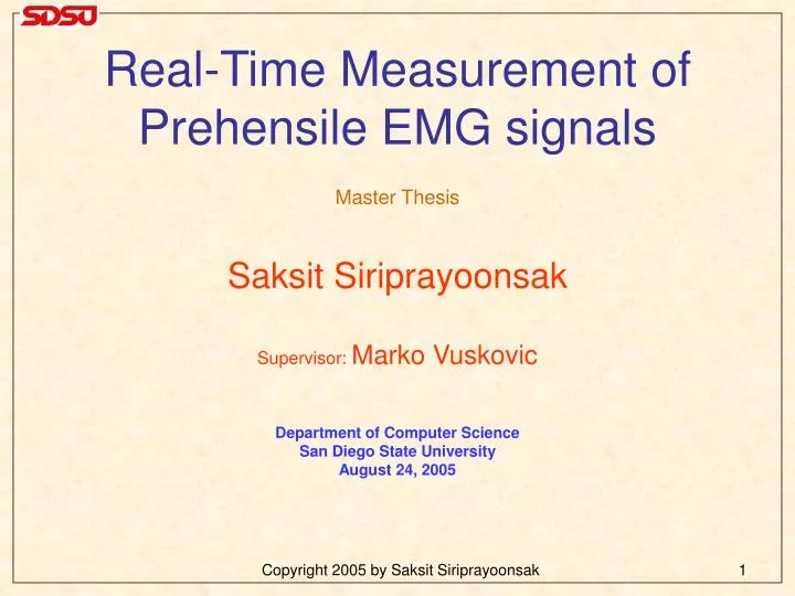 real time measurement of prehensile emg signals n.