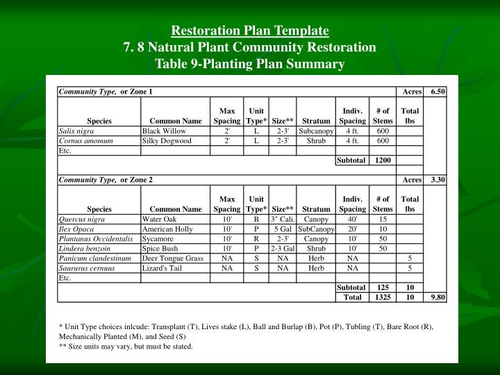 Ppt An Overview Of Recent Changes To The Eep Restoration Plan And Mitigation Plan Templates Car Restoration Project Plan Template