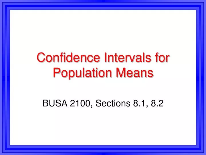 confidence intervals for population means n.