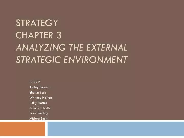 strategy chapter 3 analyzing the external strategic environment n.