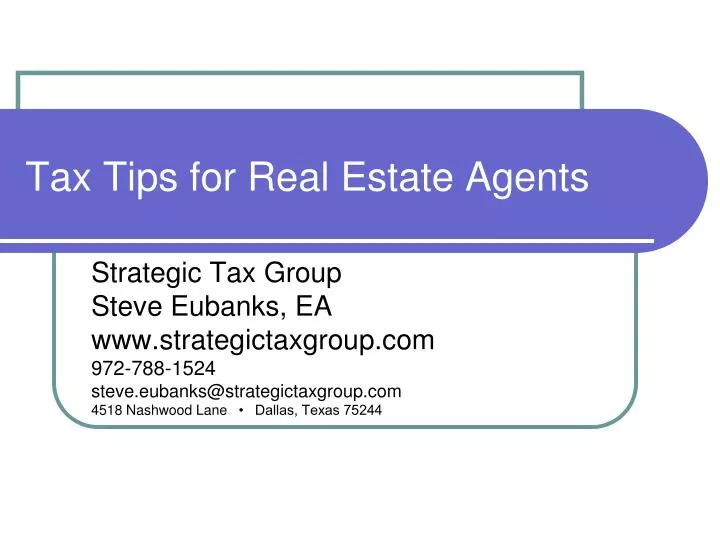 tax tips for real estate agents n.