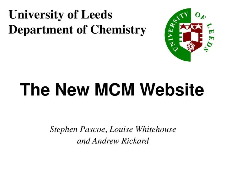 PPT University of Leeds Department of Chemistry PowerPoint