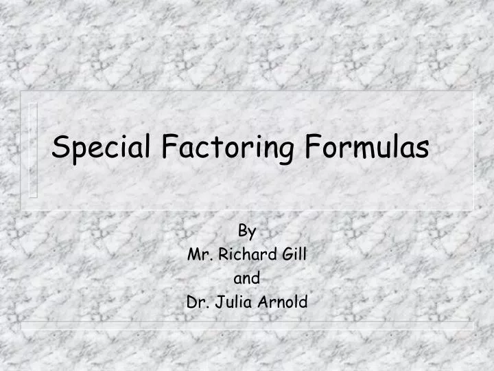 special factoring formulas n.