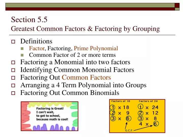 section 5 5 greatest common factors factoring by grouping n.
