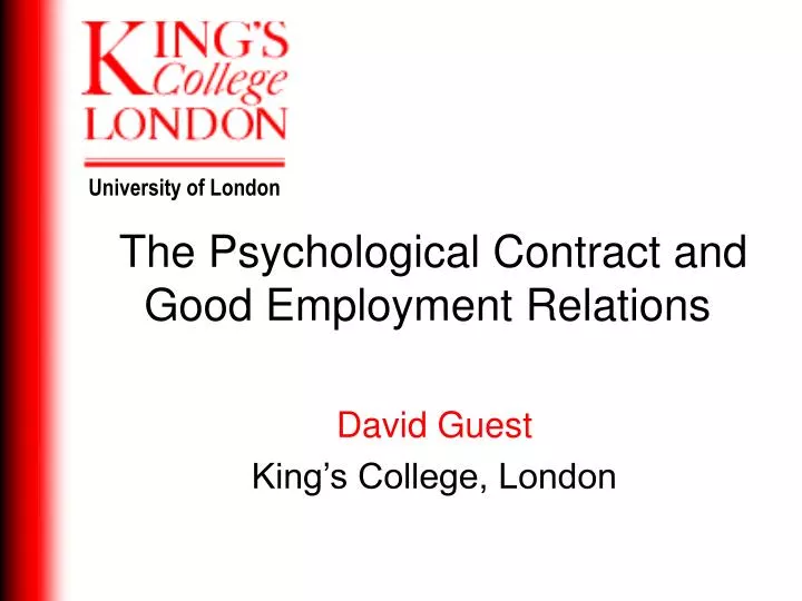 the psychological contract and good employment relations n.