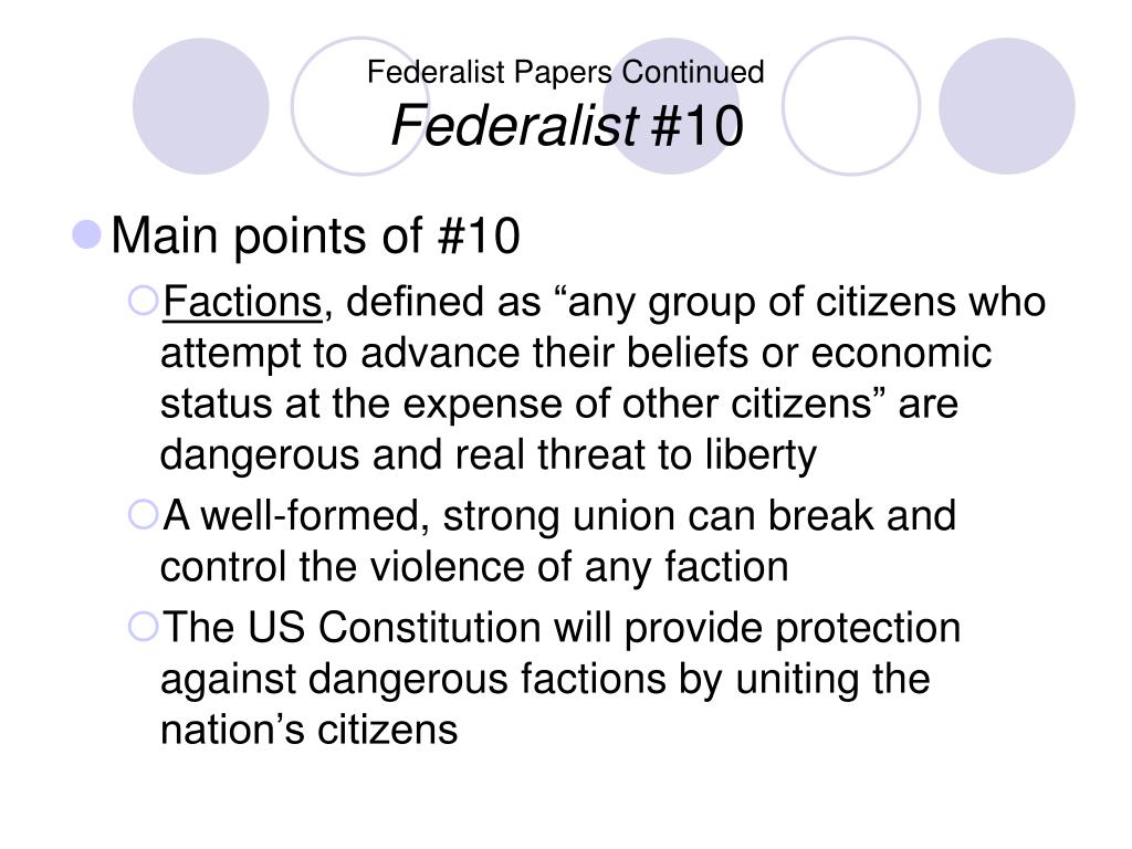 the federalist papers main points