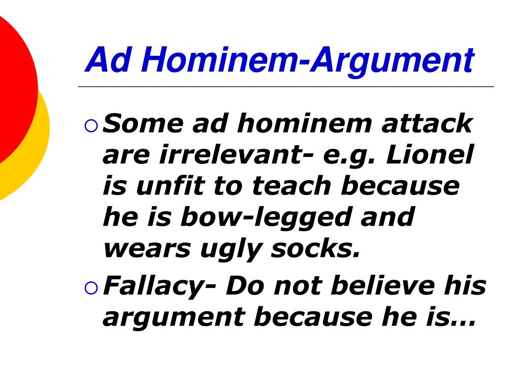an argument ad hominem