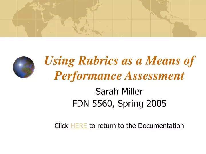 using rubrics as a means of performance assessment n.