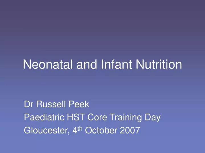 neonatal and infant nutrition n.