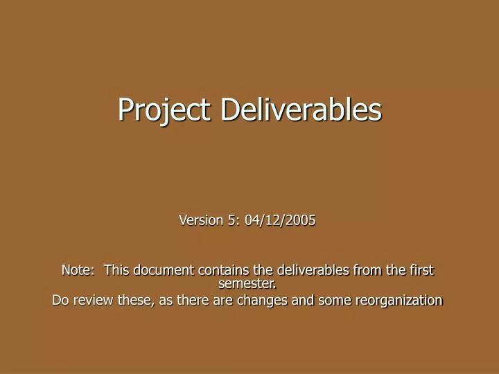 project deliverables n.