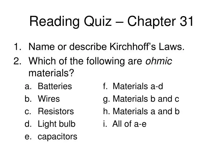 reading quiz chapter 31 n.